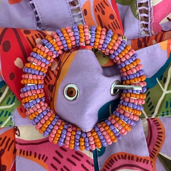 Colorful Patterned Romper with Belt - Picture 2 of 7